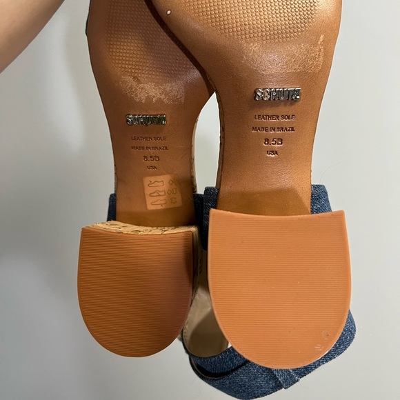 Schultz Denim Strappy Ankle Block Heel Sandal - 8.5 No Box - Picture 6 of 7